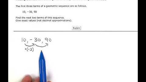 Finding the next terms of a geometric sequence with signed numbers (KC)