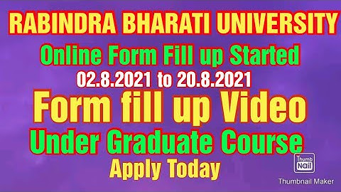 Rabindra Bharati University Admission 2021| Form fill up started | Under Graduate Course | Apply Now