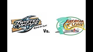 Georgia Cyclone vs  Twisted Cyclone Side By Side POV Comparison Six Flags Over Georgia