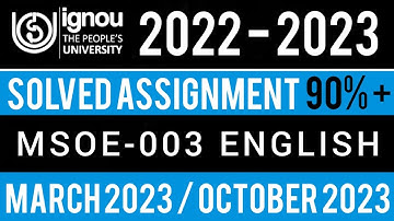 MSOE-003 SOLVED ASSIGNMENT 2022-23 | MSOE-003 SOLVED ASSIGNMENT 2022-23 IN ENGLISH |MSOE-003
