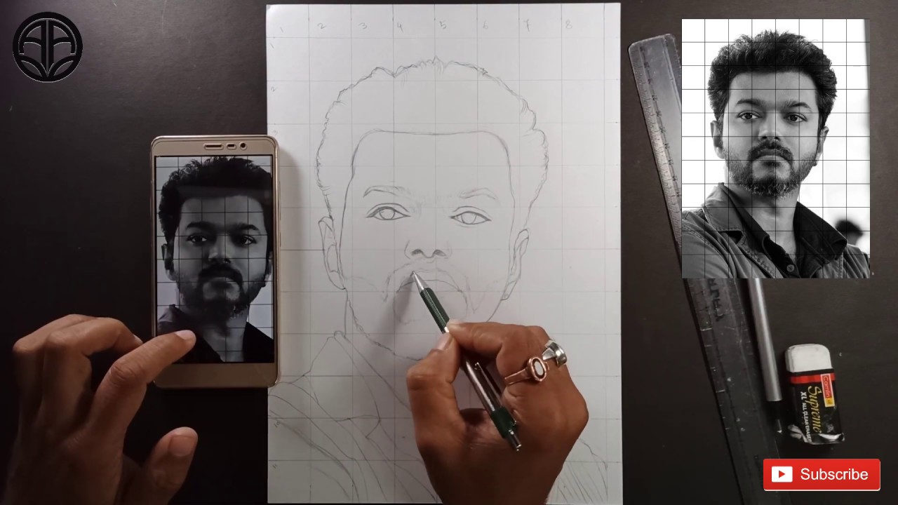 How to draw Outline using Mobile Phone |Grid method using mobile ...