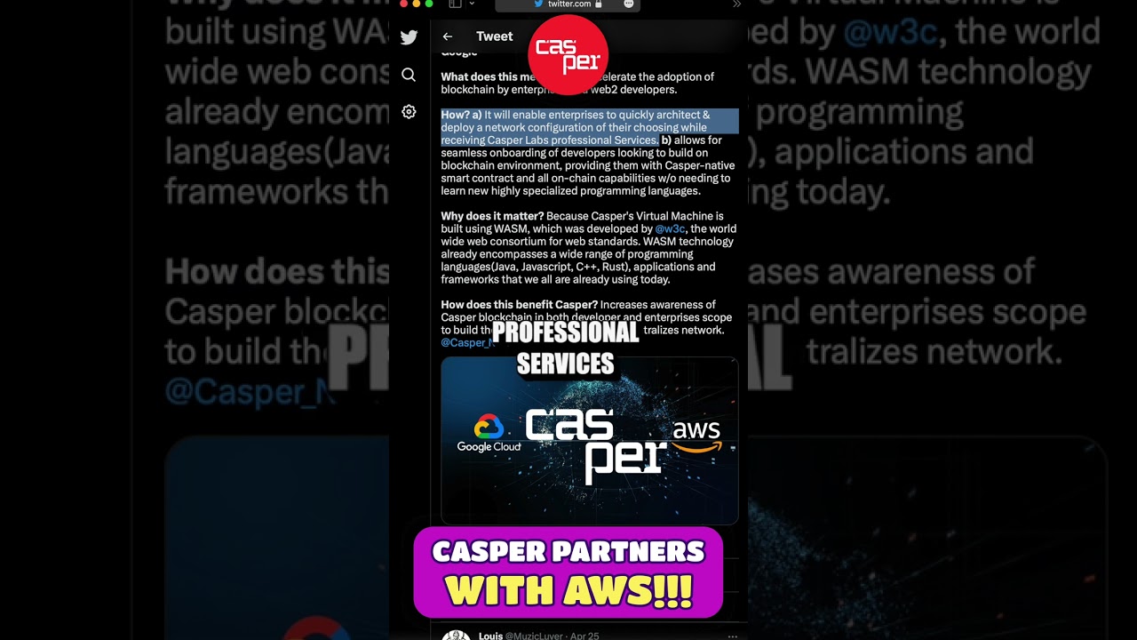 HUGE! Casper Partners With Amazon Web Services #shorts #cspr #aws #amazon -  YouTube