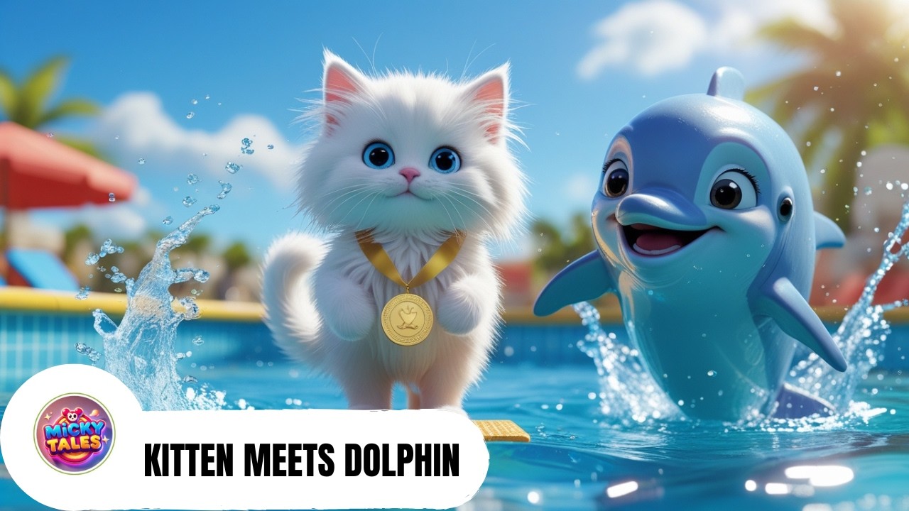 Kitten Meets Dolphin 🐬🐱 | A Heartwarming 3D Animated Story #MommyCat #CatStory #RatStory #HenStory