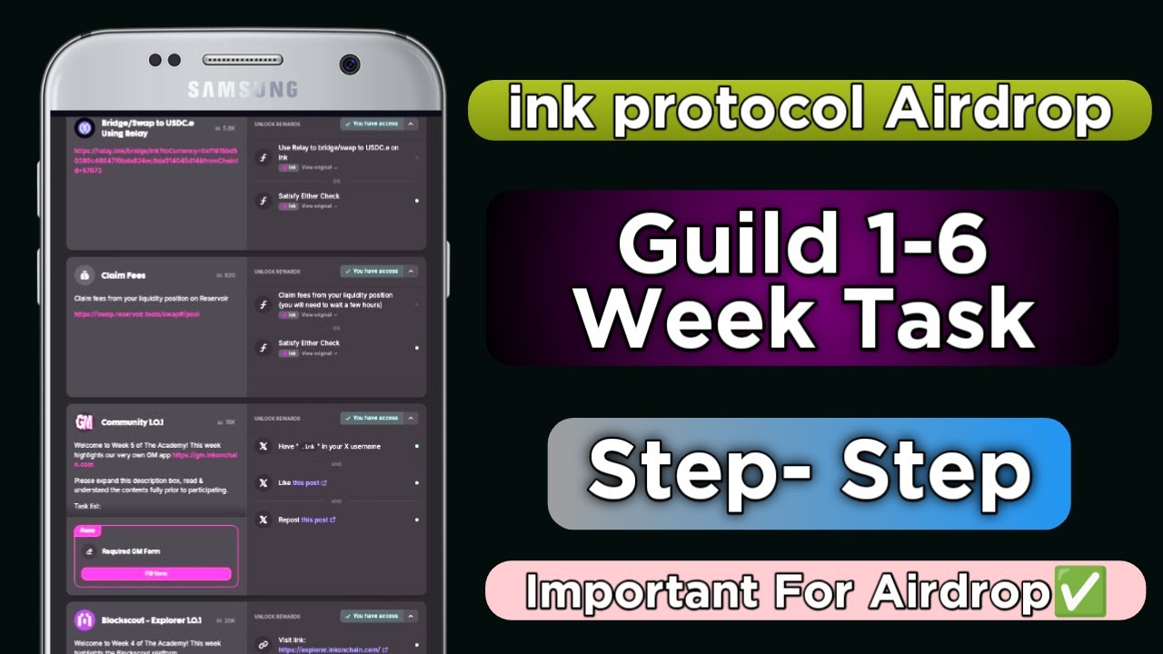 Ink Protocol Mainnet🔰 1-6 Week Guild Task In One Video💥 Complete All ...