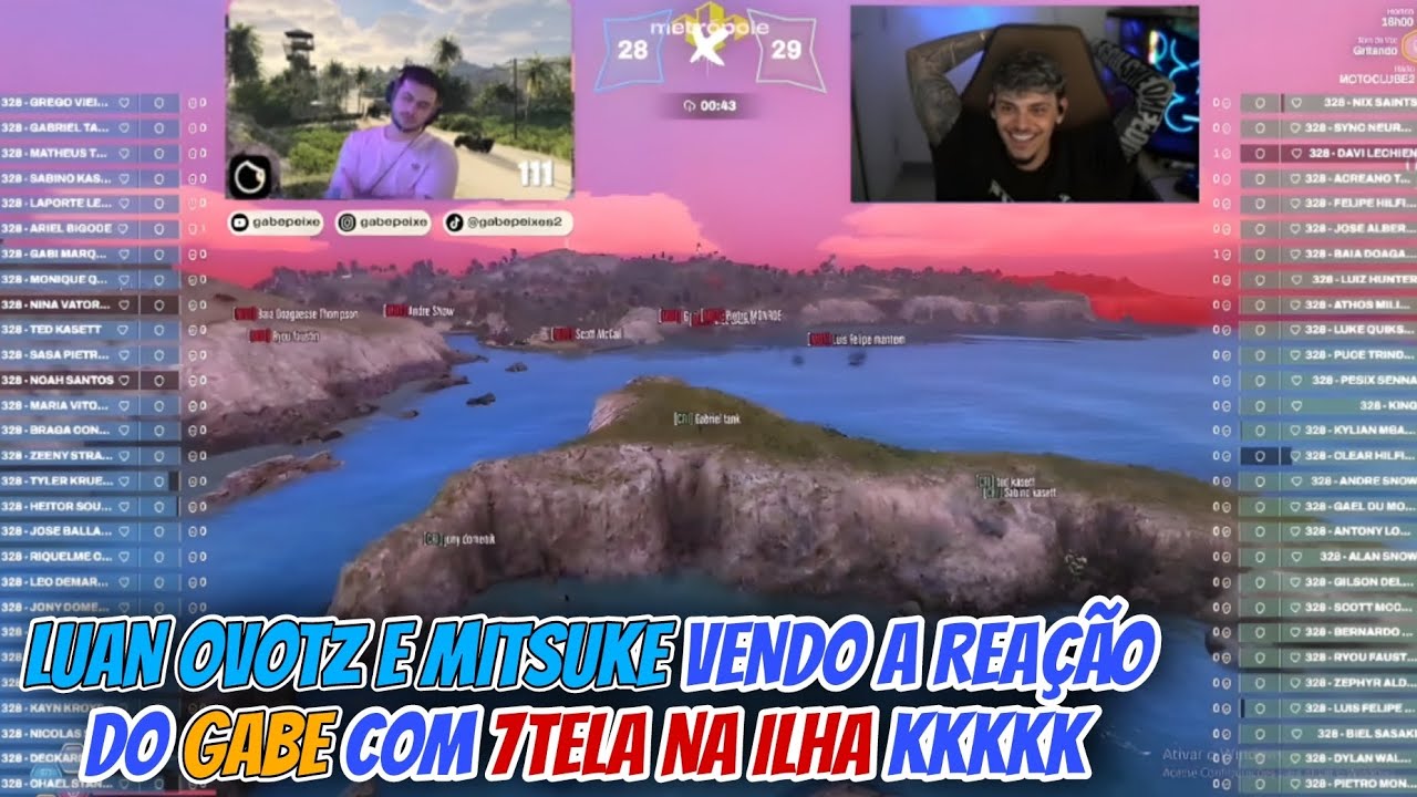 LUAN OVOTZ E MITSUKE VENDO A REAÇÃO DO GABE COM 7 TELA NA ILHA! KKKKKKKKKKK