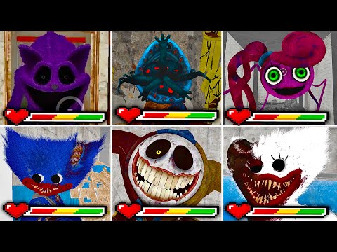 Poppy Playtime Chapter 1~5: All Bosses Death Scenes with Healthbar (Showcase)