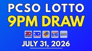 PCSO Lotto Result Today July 31, 2026 | 9PM LIVE Results