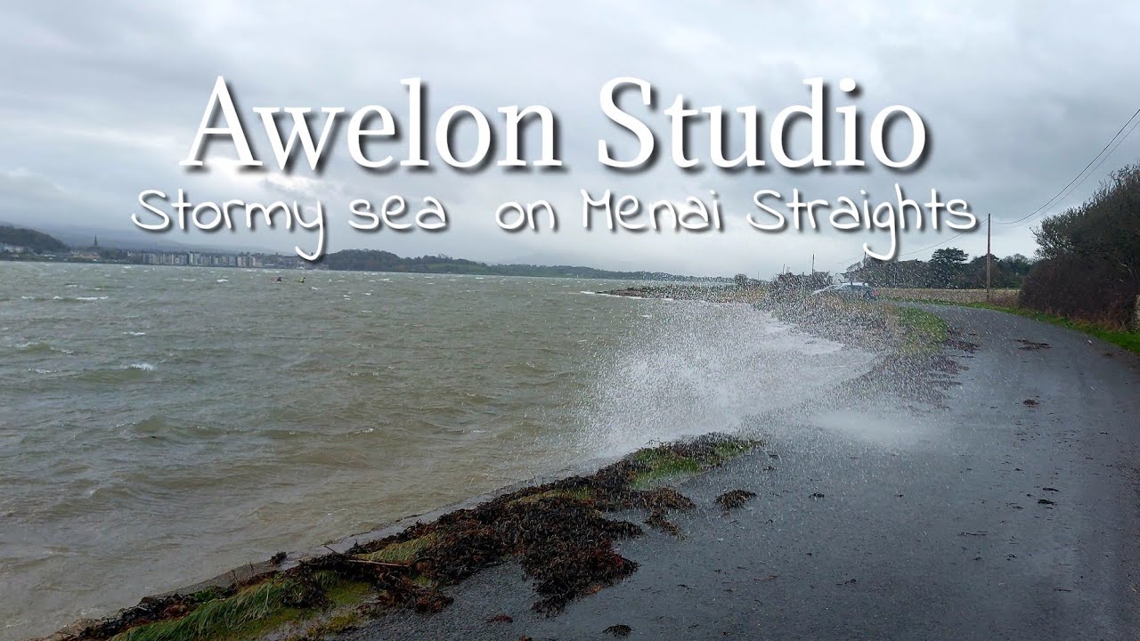 Stormy sea on the Menai Anglesey