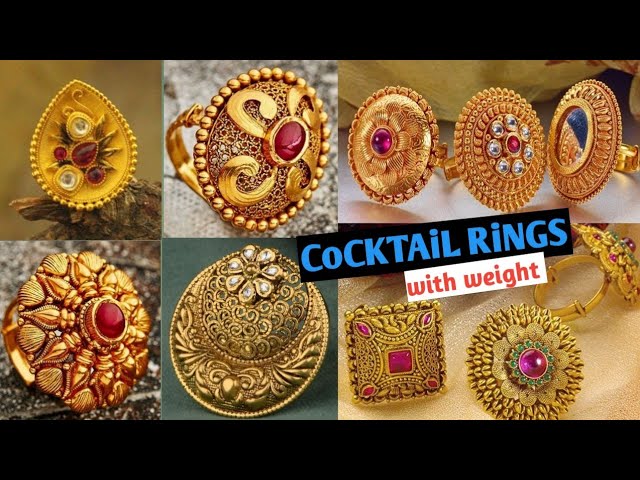 Round Fancy rose gold rings for woman | Round flower cluster cocktail –  Indian Designs