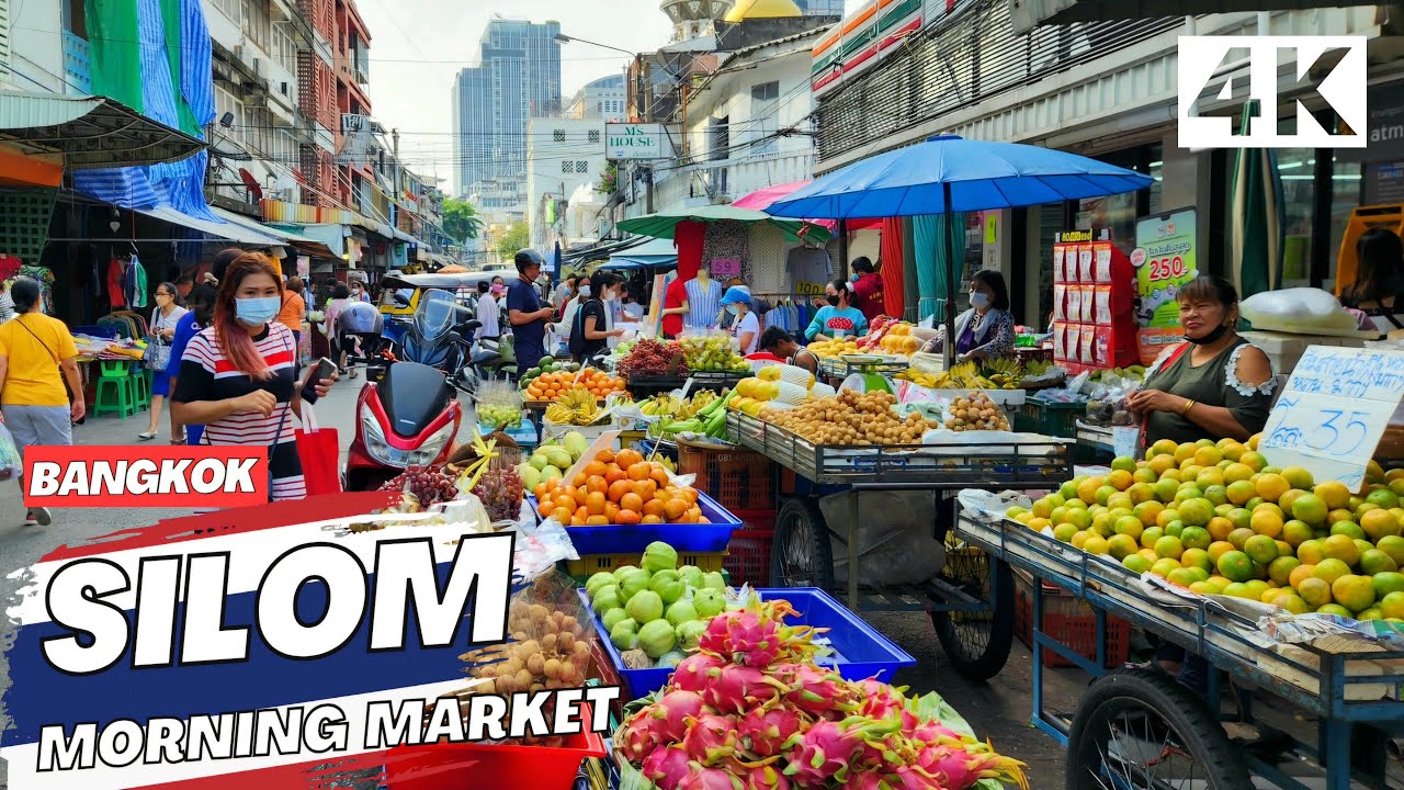 Bangkok, Thailand | Marknaden Silom Soi 20 Morning | Uppslukande Stadsvandring 4K
