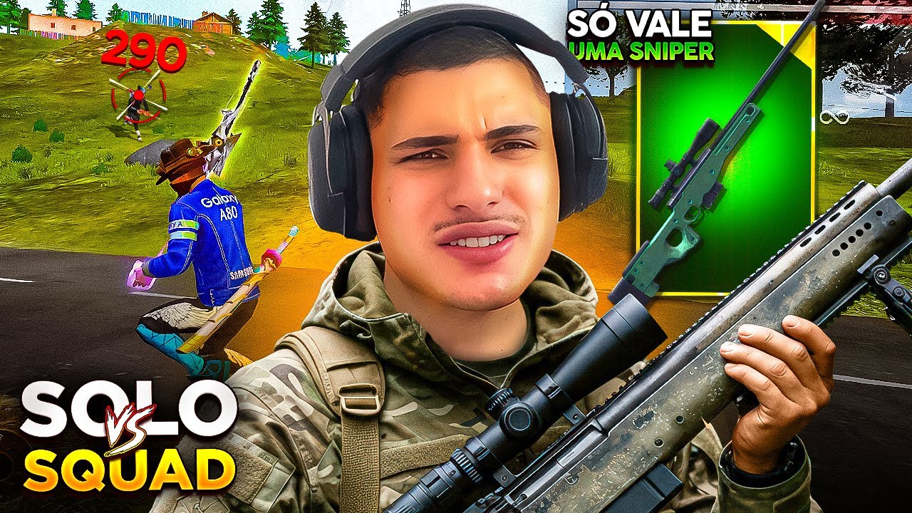 SÓ POSSO USAR UMA 4RMA NESSE DESAFIO NO SOLO VS SQUAD!! FREE FIRE MOBILE