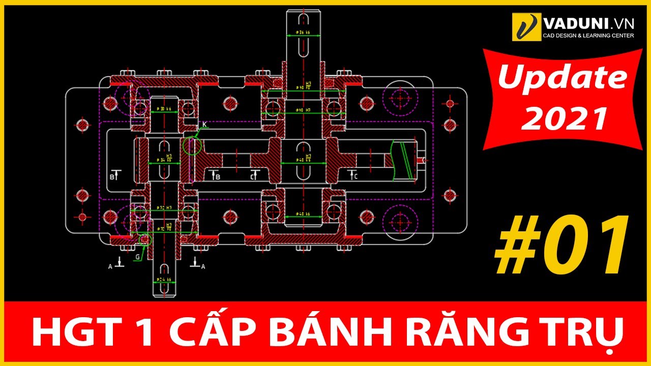 Quy trình 13 bước vẽ Hộp Giảm Tốc 1 cấp bánh răng trụ răng nghiêng | Bước 1