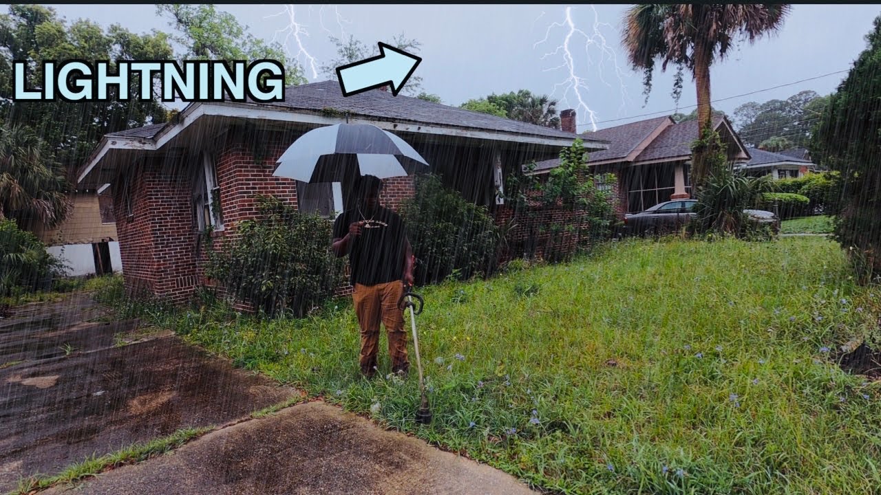 NEIGHBORS called me CRAZY for MOWING 2 OVERGROWN lawns in the RAIN! FOR $0!!