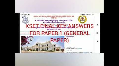 KSET FINAL KEY ANSWERS FOR PAPER 1 (GENERAL PAPER) 2020 W X Y Z SERIES