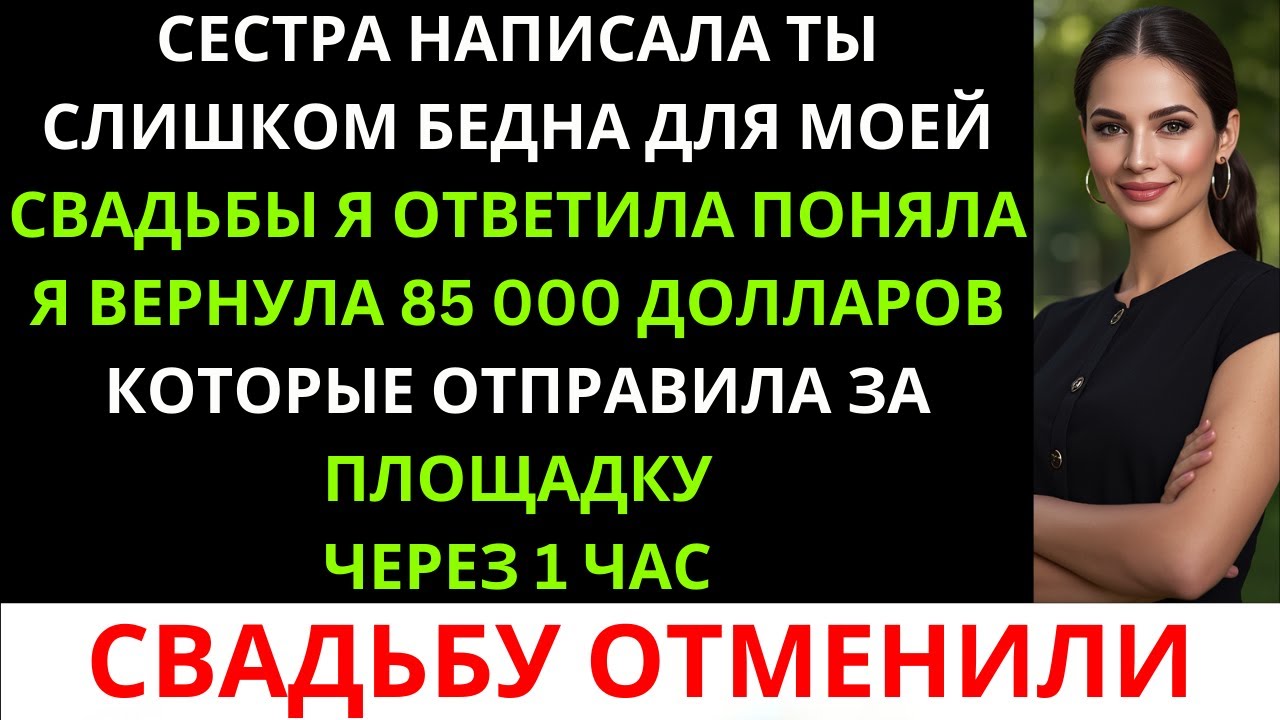 Сестра написала: «Ты слишком бедная для моей свадьбы». Я ответила: «Поняла». И вернула 85 000...
