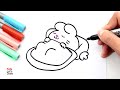 Cómo dibujar un CONEJITO durmiendo en su cama de zanahoria