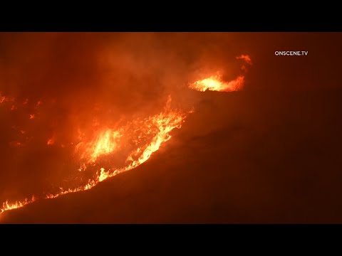 Wildfire burns near Hesperia, California