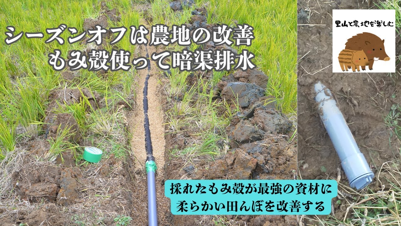 籾殻使って暗渠排水　シーズンオフの農地改善