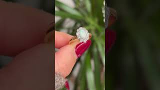 Antique 1920s Opal and Diamond Cluster Ring