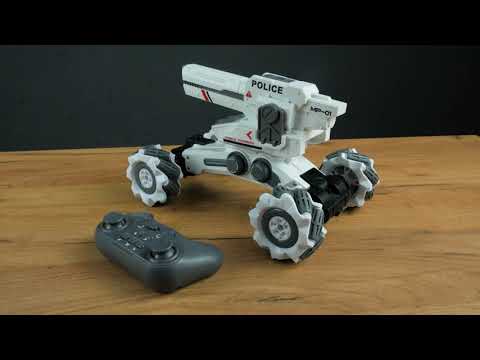 Танк на радіокеруванні з роликовими колесами стріляє орбізами Сірий, видео 1