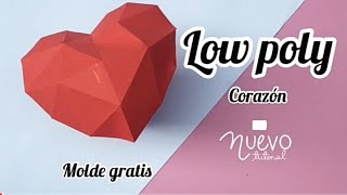 Corazon 3D Low Poly Molde Gratis Papercraft