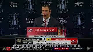 Rod Brind'Amour speaks following the Hurricanes' Game 2 win in Stanley Cup Final