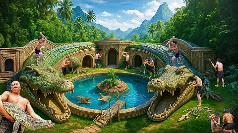 90 Days Building Underground Crocodile House with Swimming Pool Deep in Swamp Using Primitive Tools