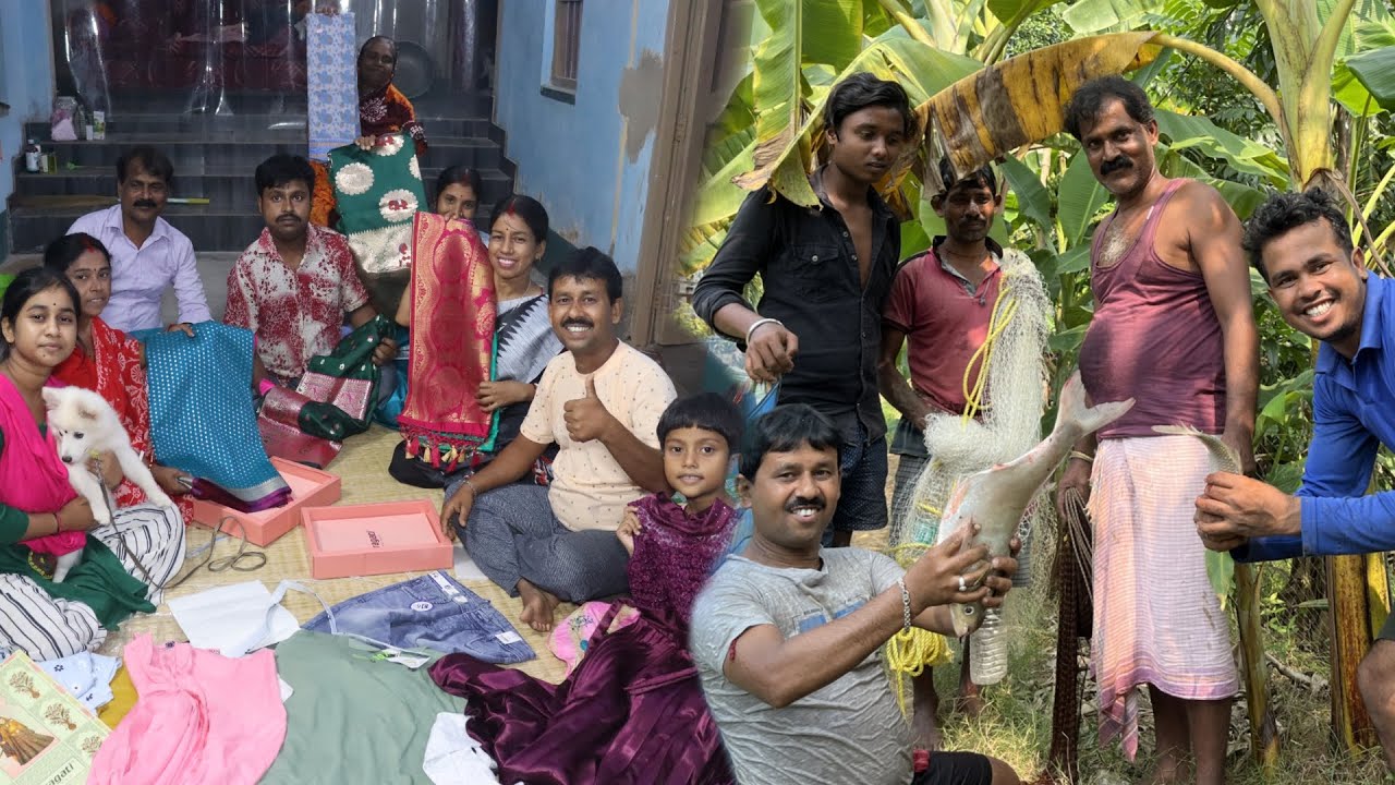 পুজোর কেনাকাটি সেরে  ভগ্নিপতিকে নিয়ে পুকুর থেকে মাছ ধরে জমিয়ে খাওয়া দাওয়া||