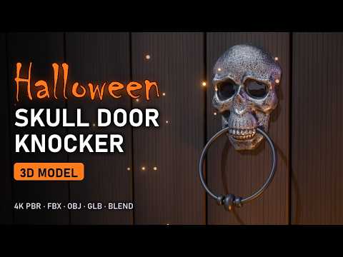 Halloween Skull Door Knocker | 3D Model Showcase (Scan, 4K PBR)
