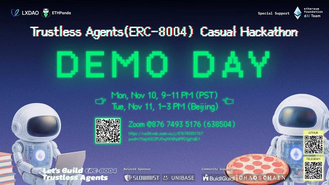 Trustless Agents (ERC-8004) Casual Hackathon Demo Day - YouTube