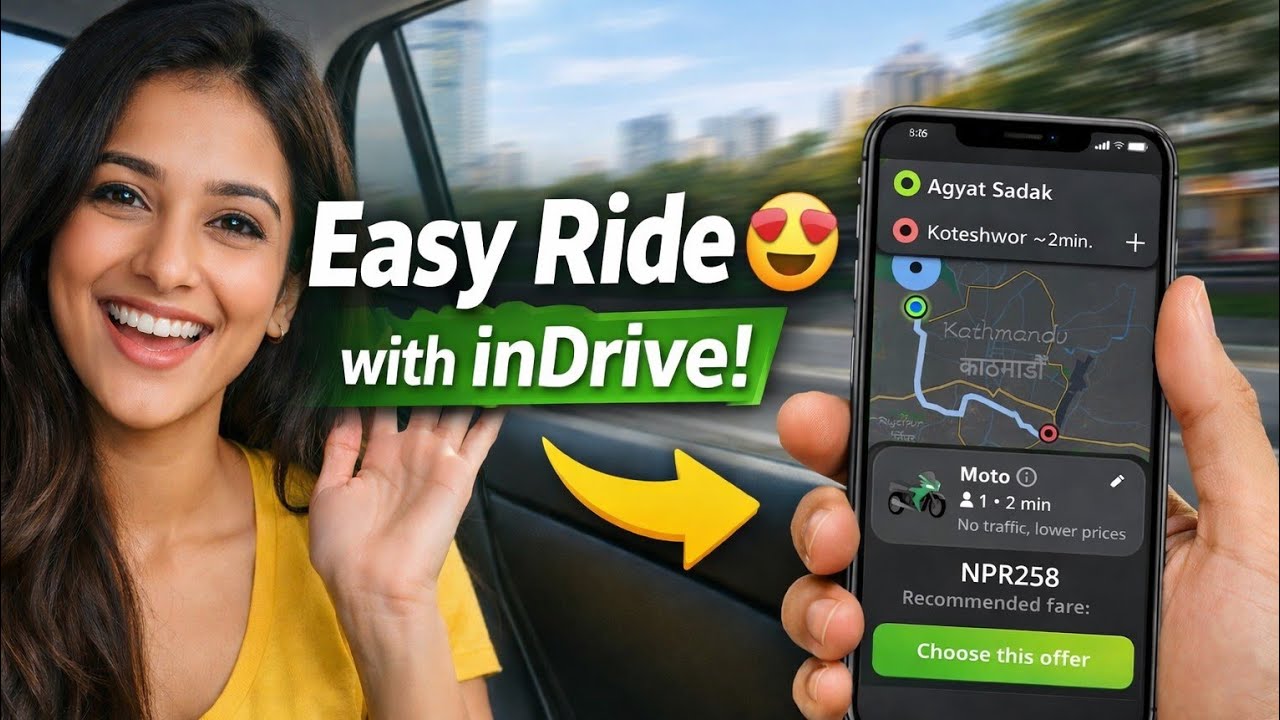 How to booking online ride on Indrive in Nepal.