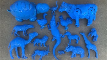 Đọc tên và rửa sạch các con vật, cá sấu, hươu cao cổ, ngựa vằn, khỉ đột, sư tử, ngựa, voi,ngỗng, gà