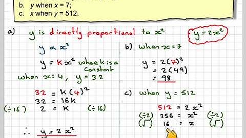 Variation non linear direct proportion