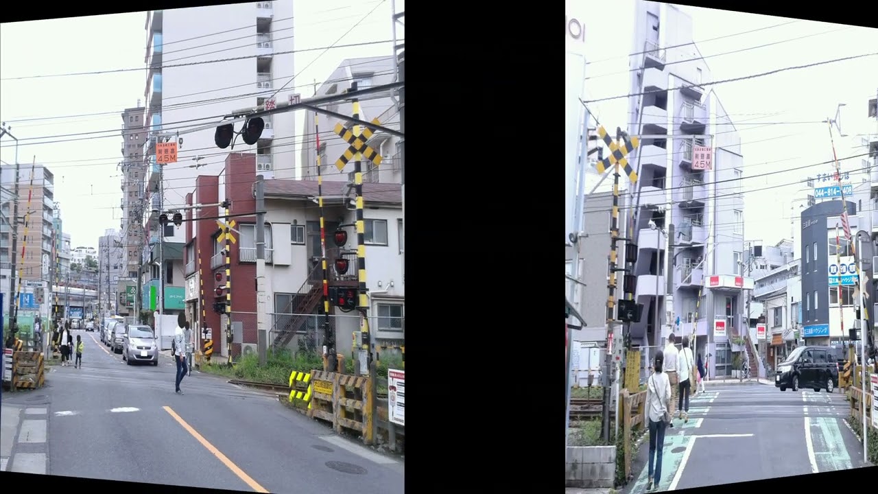 JR南武線の色々な遮断桿4つの踏切