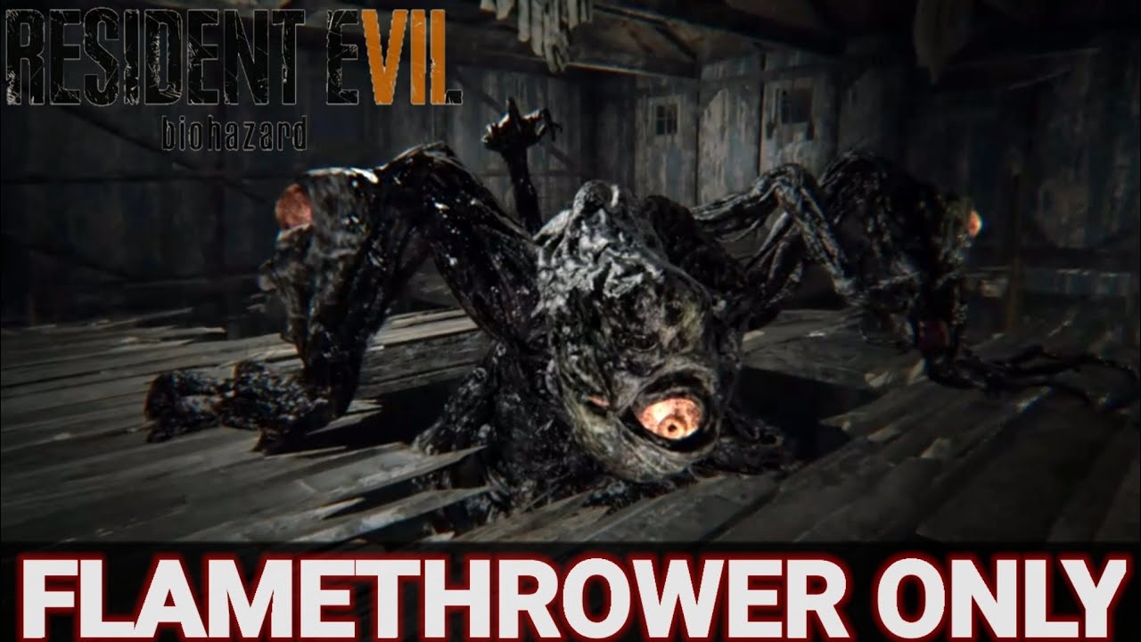 Resident Evil 7 - Mutated Jack Boss Fight - MADHOUSE DIFFICULTY - FLAMETHROWER ONLY