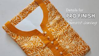 simple method to sew front placket kurti neck design