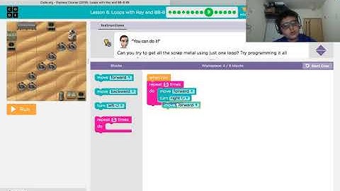 Code.org-Loops with Rey and BB-8-CS Express lesson 6.9-Tutorial with Answers