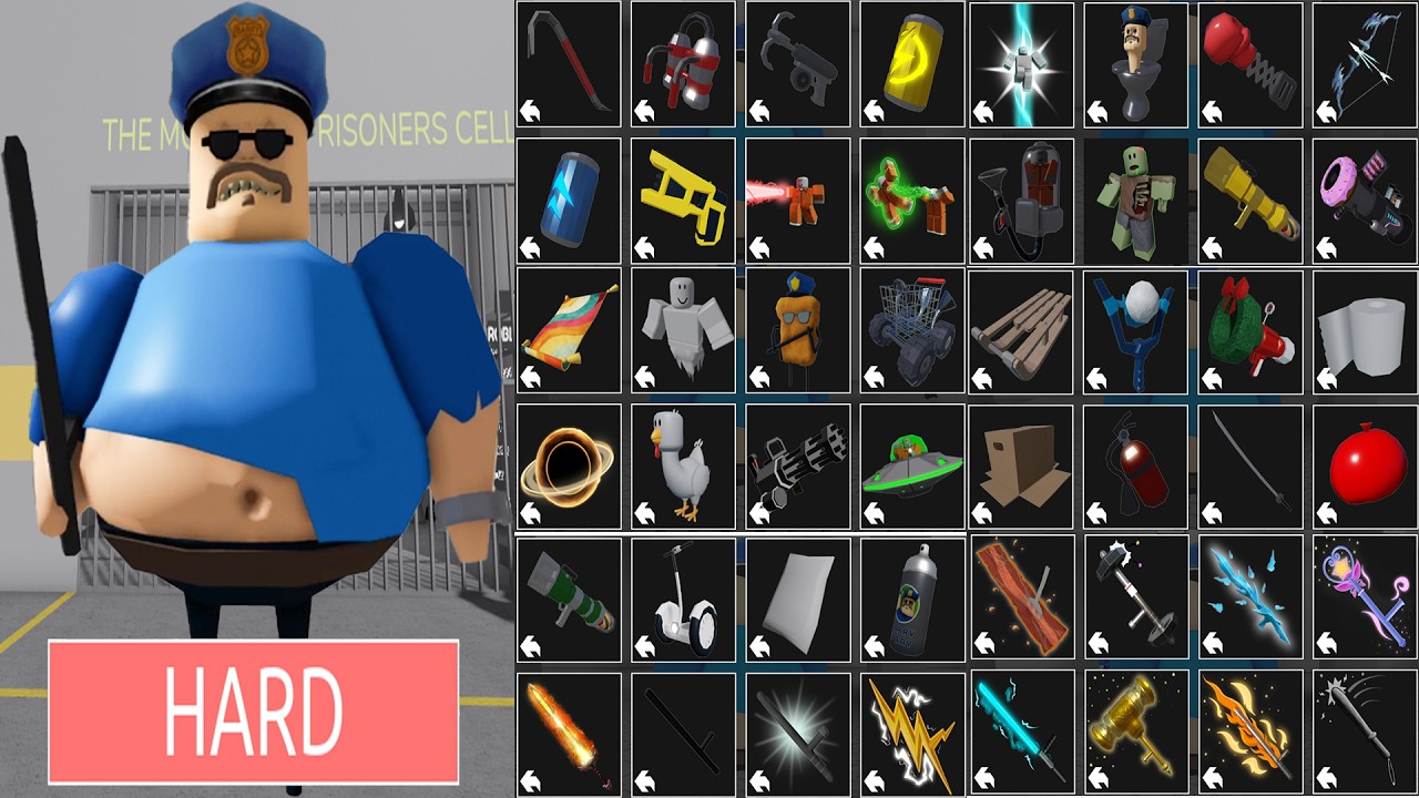 BARRY'S PRISON RUN! (OBBY) HARD MODE NEW UPDATE - All Items & All Morphs Unlocked Full Gameplay
