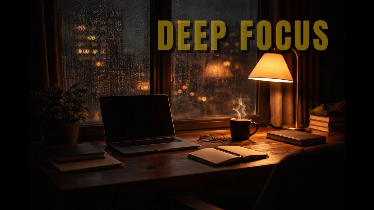 3 Hour Deep Focus | Cozy Desk Lamp & Rain (No Music)