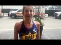 Sara Hall talks after 2026 Boston Marathon
