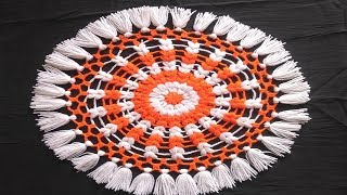 Make Woolen Thalposh || Latest Design Crochet  Mat, Rumal, Puja Thali Cover Design in Hindi.