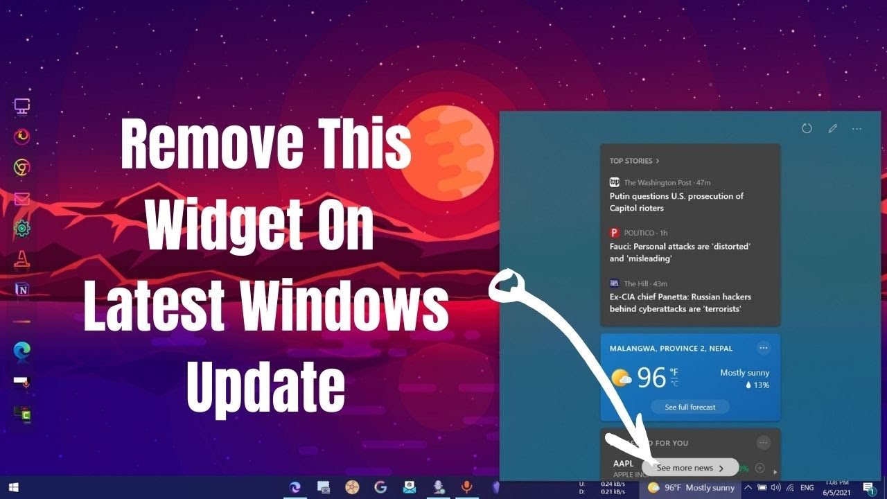 How to Remove Weather and News Widget From Taskbar in Latest Windows 10 ...