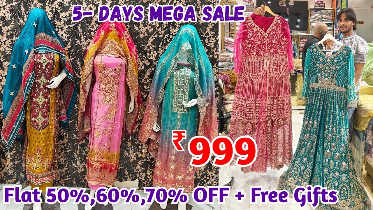5- Days Mega Sale ₹ 999 Suits Flat 50%,60%,70% OFF + FREE GIFTS || Bridal Dresses Sarees Lehengas