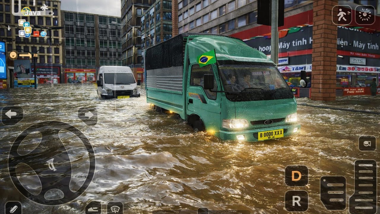 🚛Mini truck Simulator Vietnam gameplay✅Great graphics✨Doing  Deliveries in heavy rain and floods🚦#46