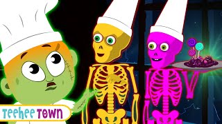 Spooky Scary Skeletons Song | Cooking At A Haunted Party | TeeheeTown