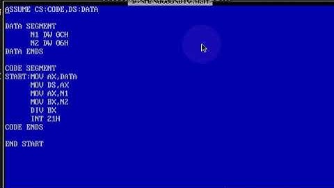 DIVISION OF 8BIT NUMBERS - 8086