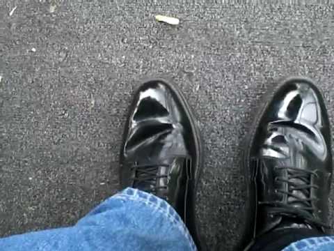 bates patent leather military shoes