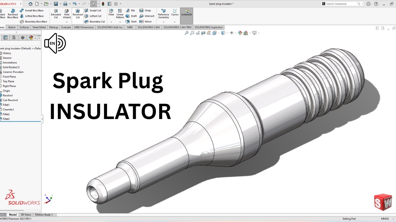 Solid Work Plug In Spark Plug INSULATOR SolidWorks Tutorial! SolidWorks - YouTube