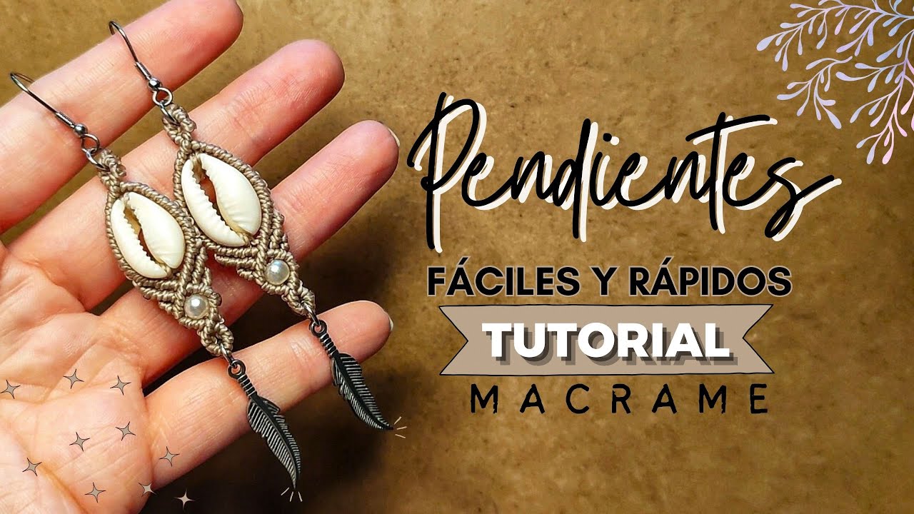🔰 Pendientes de Macramé con concha natural con hilo encerado | DIY Easy Macrame Earrings #43