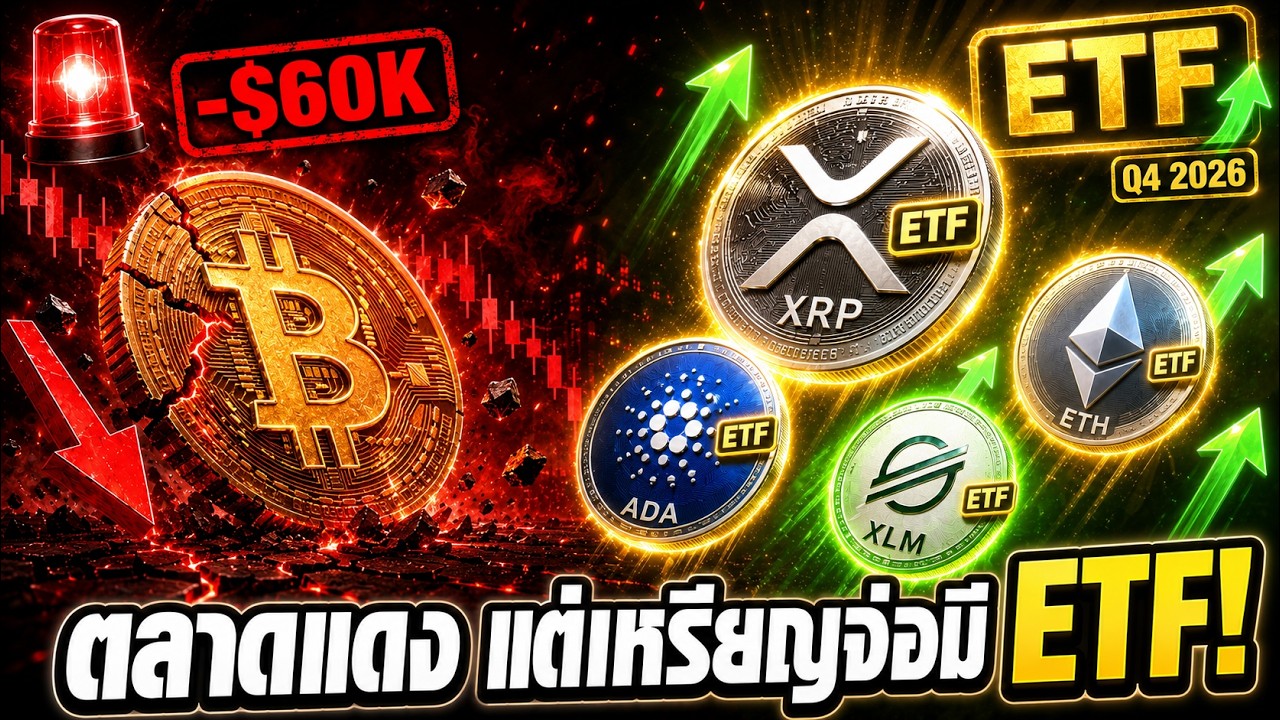 🚨 Bitcoin หลุด $60K! ตลาดแดงเพราะอะไร — แต่ XLM  XRP ADA จ่อ ETF พลิกเกม? ⚠️